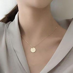 Single Round Coin Necklace (Gold)